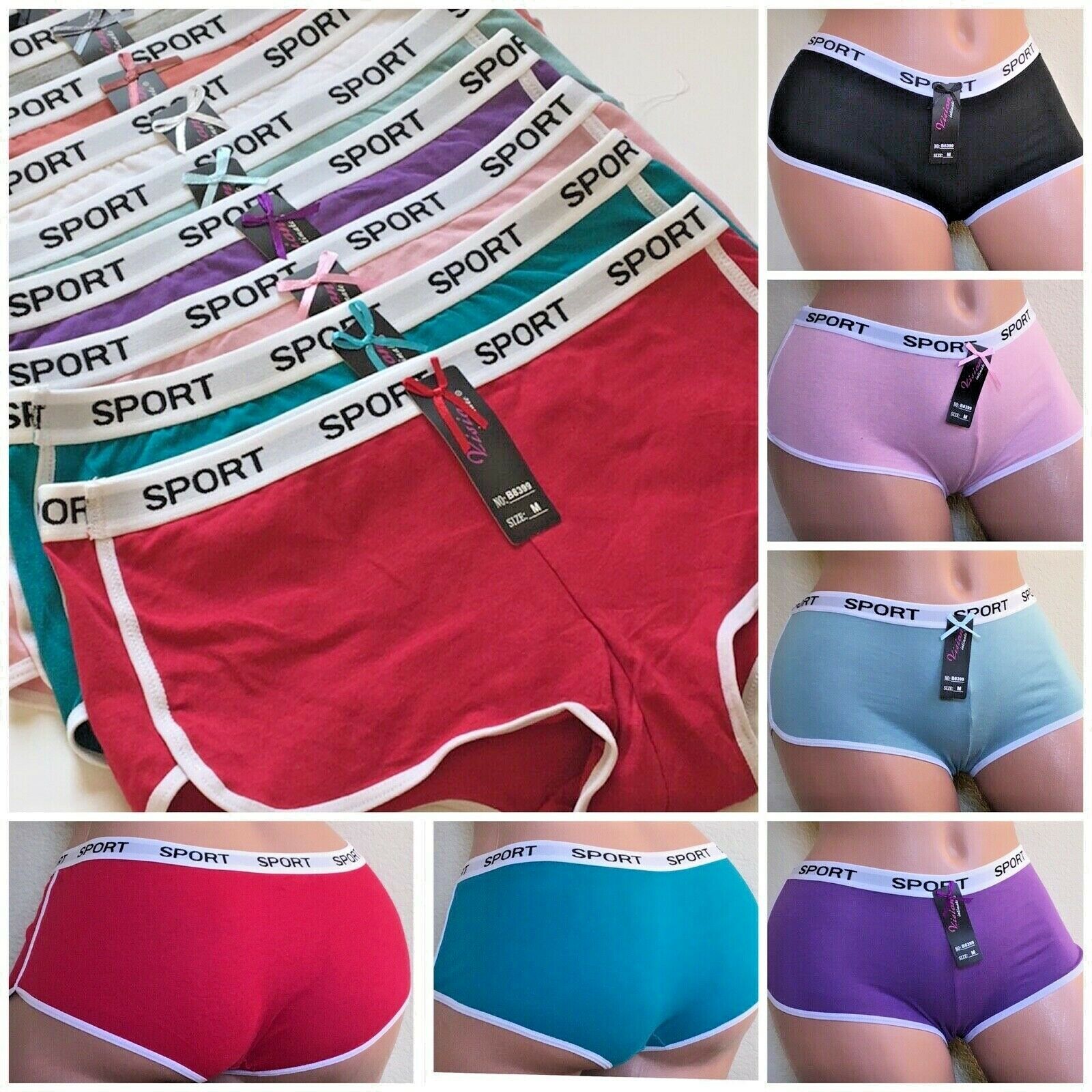 Boyshort Sports SEXY Panties 6 OR 12 Undies 95% COTTON UNDERWEAR SHORTIE 02  S-XL